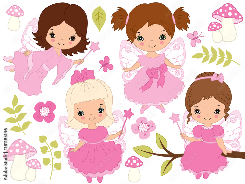 Vector Set of Cute Little Fairies Vector Set of Cute Little Fairies