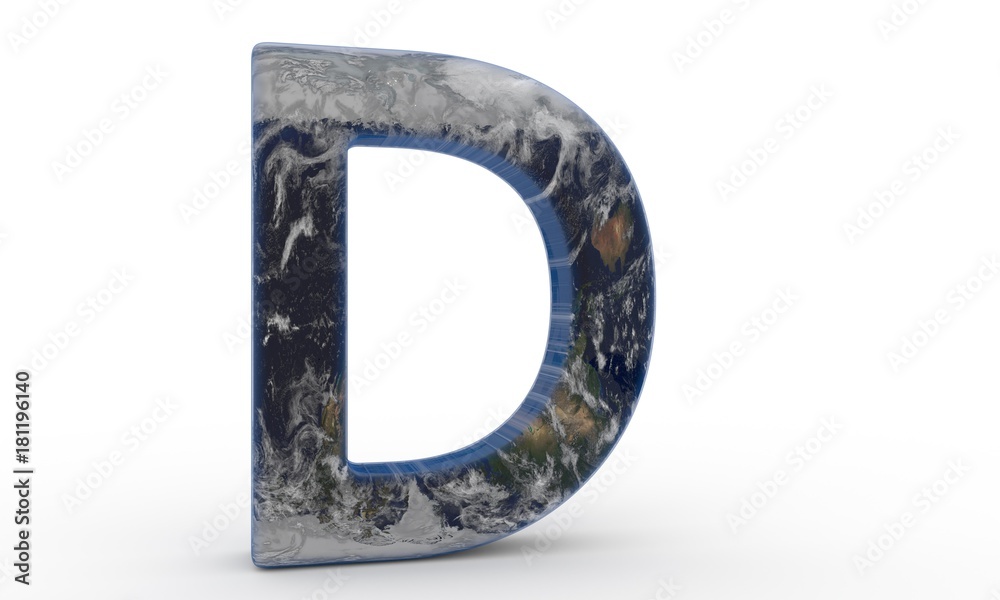 World plated letter D background paper, 3d rendering World plated letter D background paper, 3d rendering