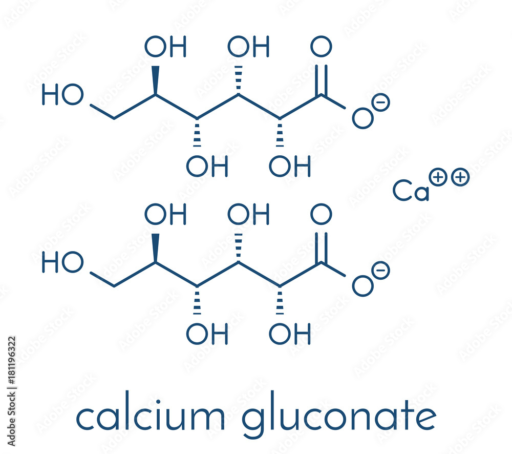 Calcium gluconate drug. Soluble form of Ca, used to treat magnesium