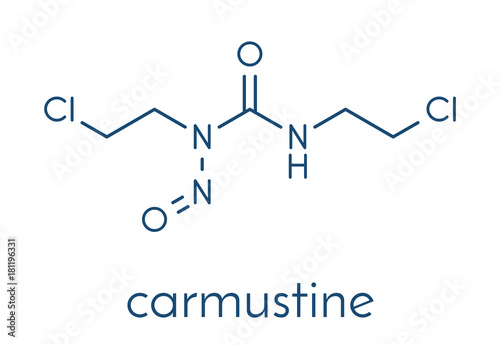 Carmustine (BCNU) cancer chemotherapy drug molecule. Skeletal formula.
