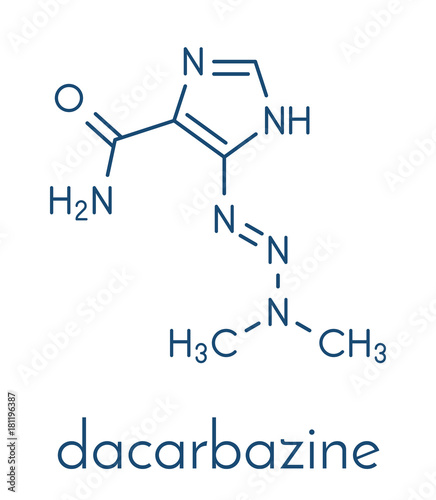 Dacarbazine cancer chemotherapy drug molecule. Skeletal formula. photo