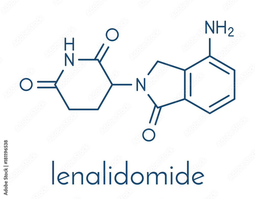 Fototapeta premium Lenalidomide multiple myeloma drug molecule. Skeletal formula.
