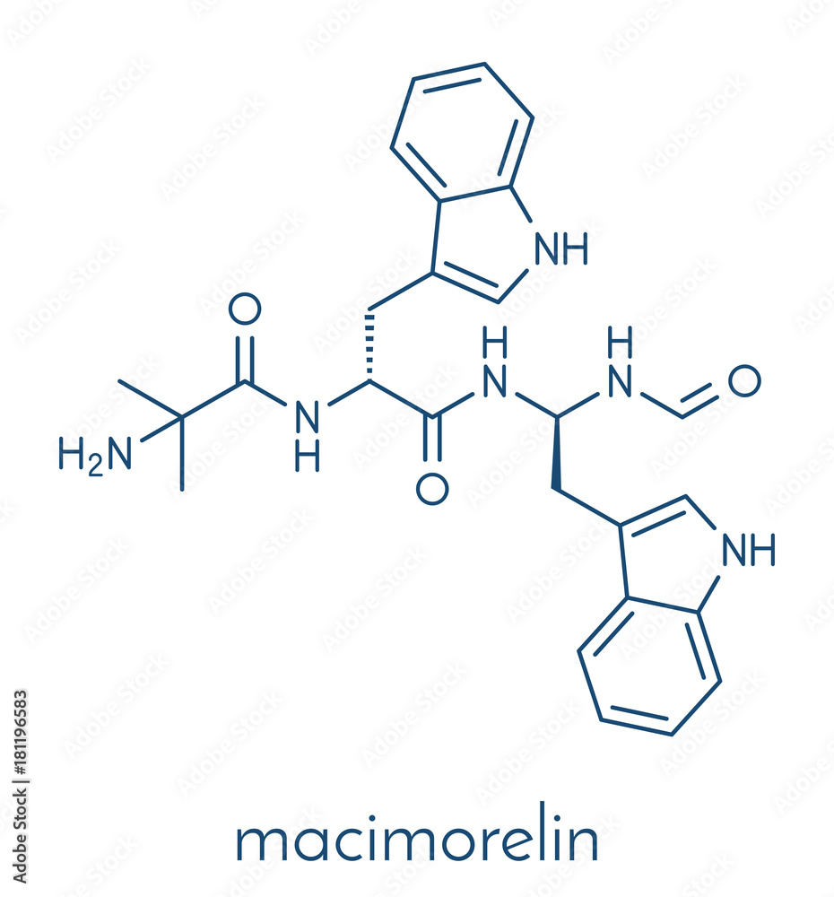 Macimorelin adult growth hormone diagnostic drug molecule. Skeletal formula.