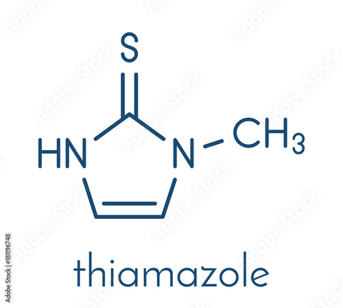 Thiamazole (methimazole) hyperthyroidism drug molecule. Skeletal formula. photo
