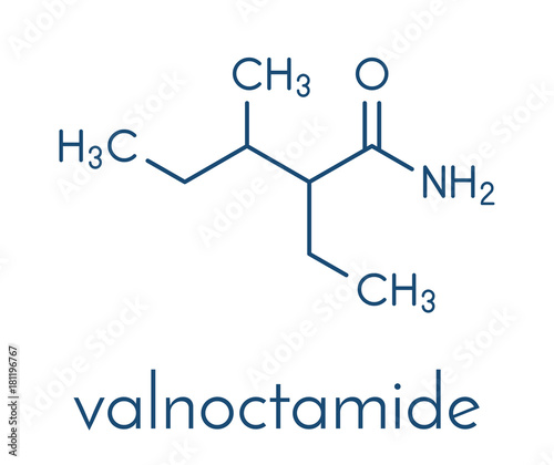 Valnoctamide sedative drug molecule. Skeletal formula.