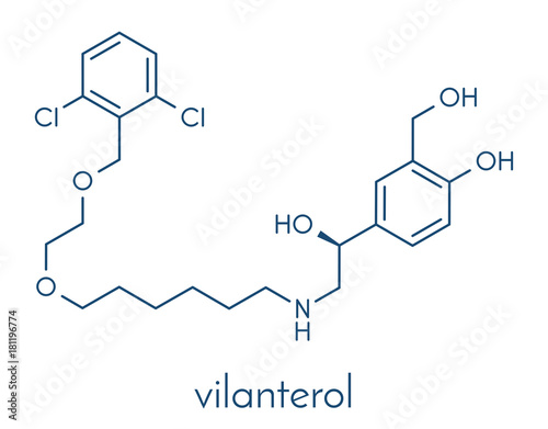 Vilanterol COPD drug molecule. Skeletal formula.
