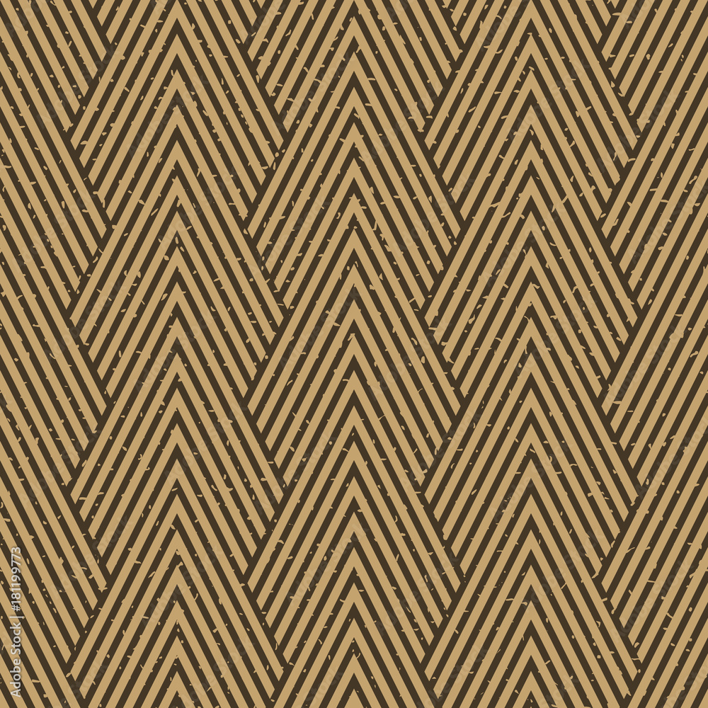 Seamless kraft paper brown and black art deco optical chevron mountains pattern vector