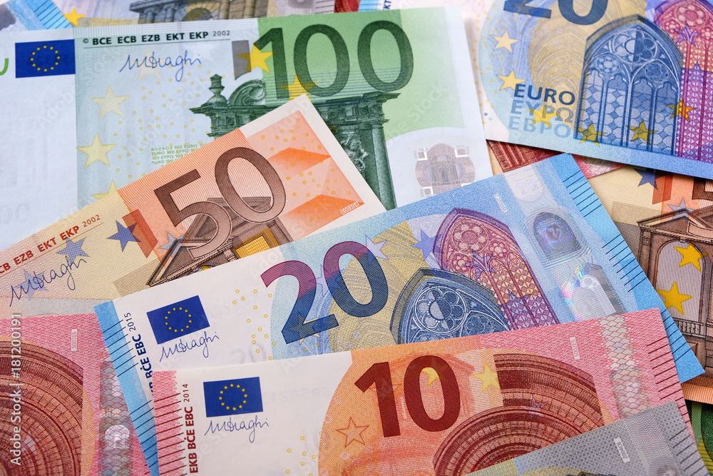 Euro various different selection set currency money bill note or banknote heap pile background photo Euro various different selection set currency money bill note or banknote heap pile background photo