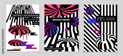 Abstract compositions from the rounded bands, futuristic and modern colors. Vector templates for posters, banners, flyers and presentations.
