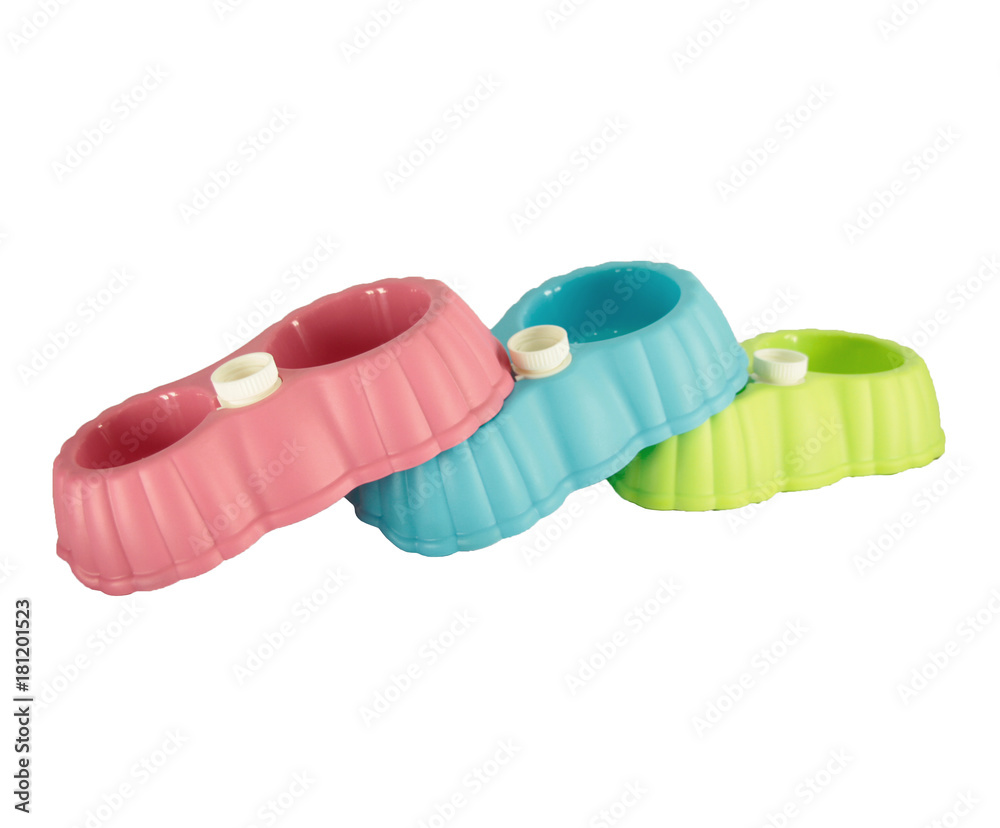 Pets twin bowls for pets on isolated, Pets twin bowls for pets on isolated,