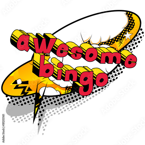Awesome Bingo - Comic book style word on abstract background.