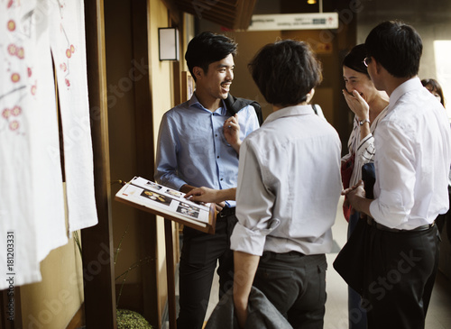 Japanese friends in a restaurant