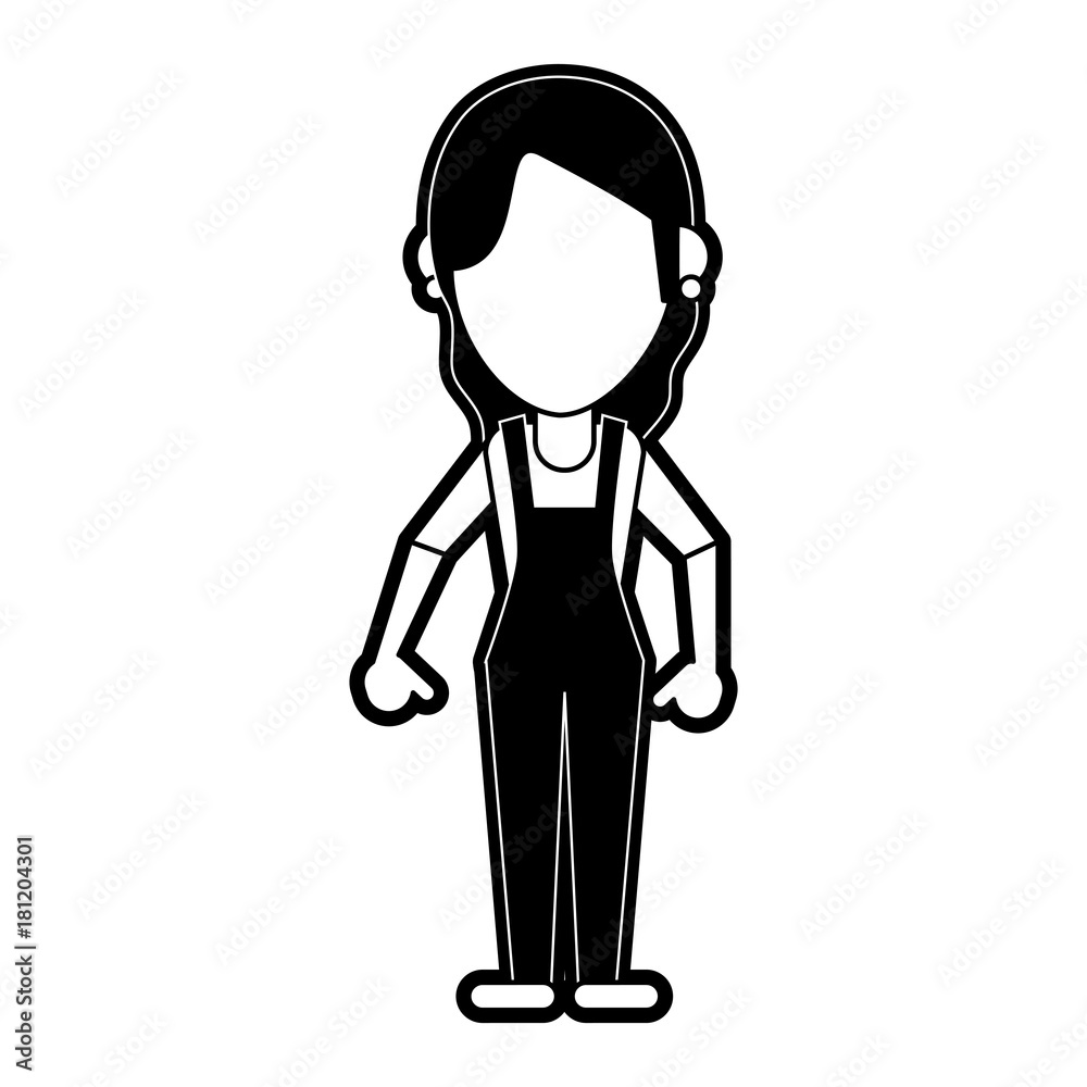 Woman with overrall faceless avatar icon vector illustration graphic design Woman with overrall faceless avatar icon vector illustration graphic design