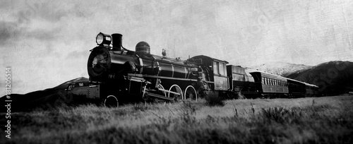 Fotografie, Obraz Steam train in a open countryside.