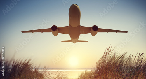 Illustration of a flying airplane