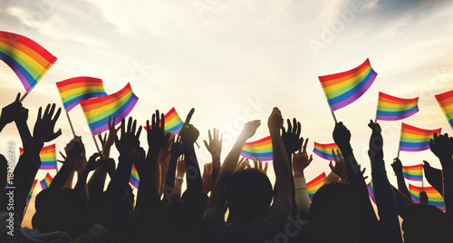 Canvas Print A crowd with LGBT rainbow flags