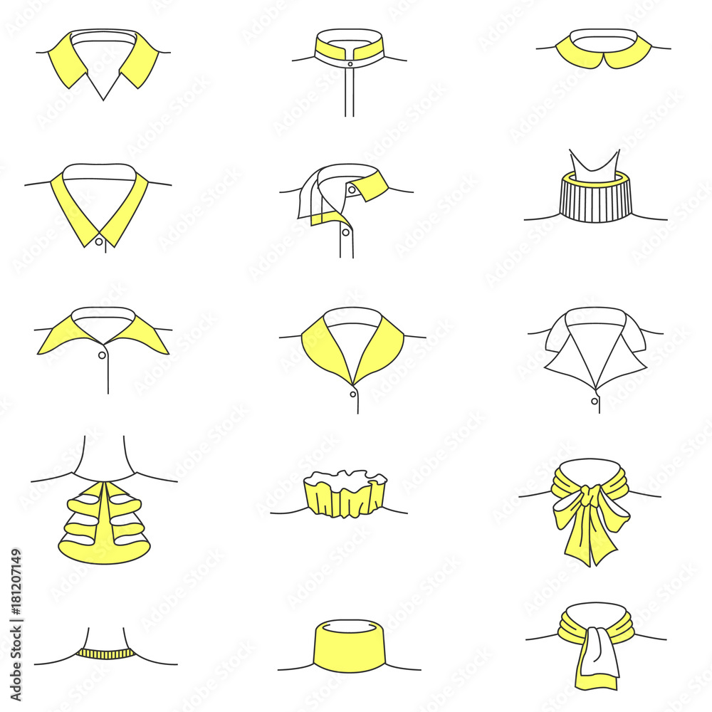 Fashion sketch of shirt collars.types of women's collars.collar for ...