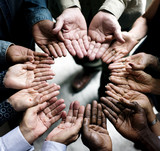 Group of diverse hands in a circle