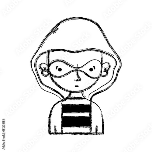 figure thief criminal with mask and coat hood