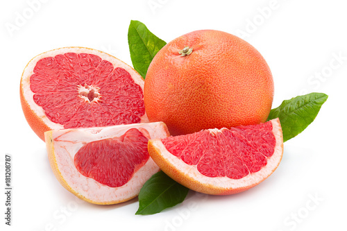 Orange grapefruit on white