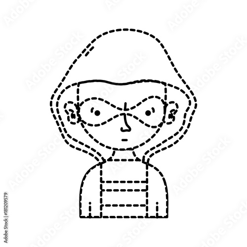 dotted shape thief criminal with mask and coat hood
