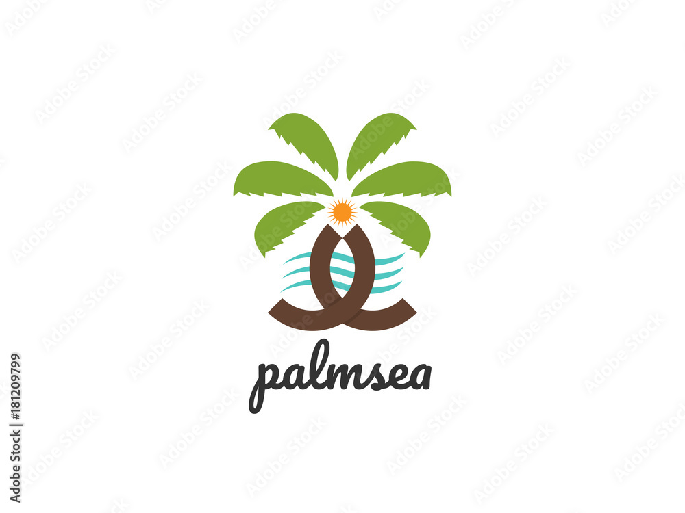 Fototapeta premium isolated Palm tree logo design template vector illustration