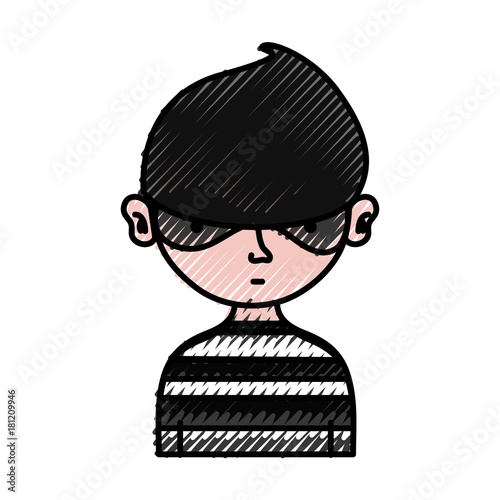 grated thief criminal with mask and clothes design