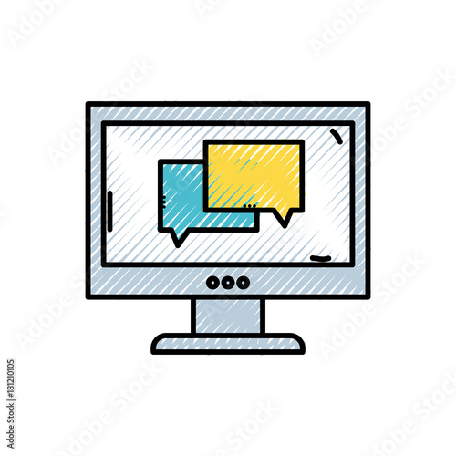 grated chat bubble message inside computer technology