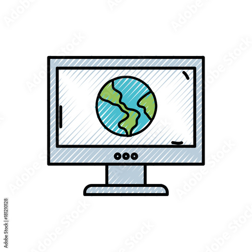 grated global earth planet inside computer technology