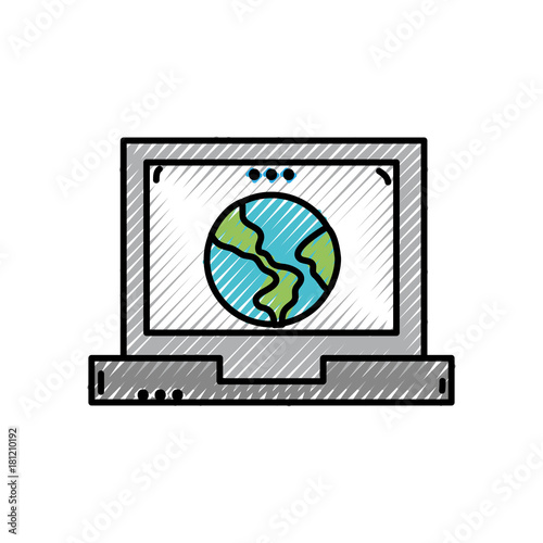 grated global earth planet inside laptop technology