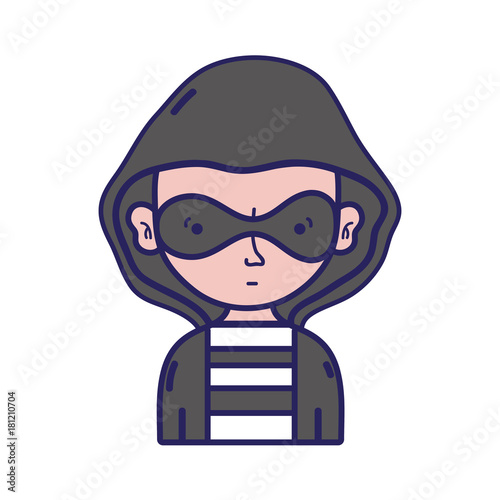 thief criminal with mask and coat hood