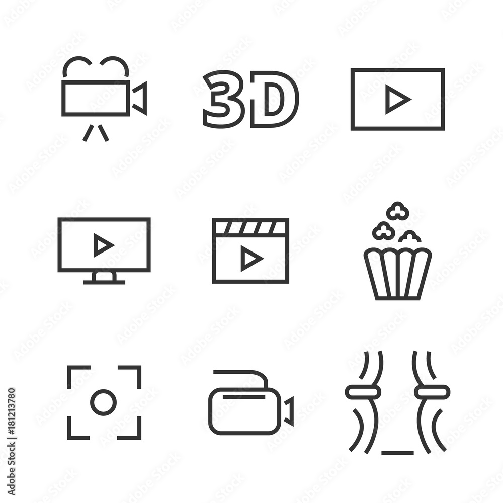 9 Cinema Line Icons