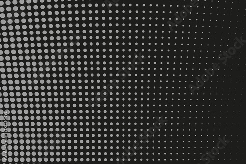 Abstract futuristic halftone pattern. Comic background. Dotted backdrop with circles, dots, point large scale. Black, gray color