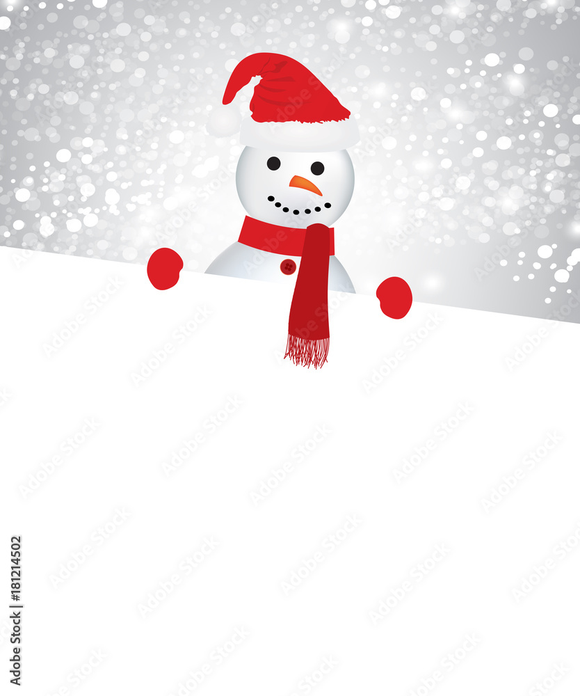 Snowman holding an empty space for text, vector Snowman holding an empty space for text, vector