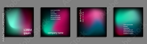 Minimal fluid colors covers set. Future geometric gradient background. Vector templates for placards, banners, flyers, presentations and reports