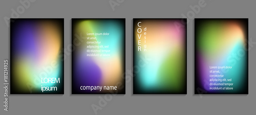 Minimal fluid colors covers set. Future geometric gradient background. Vector templates for placards, banners, flyers, presentations and reports