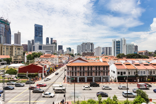 Photography Aerial view of Singapore Chinatown