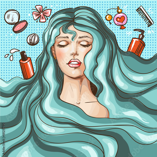 Vector vintage pop art beauty salon poster
