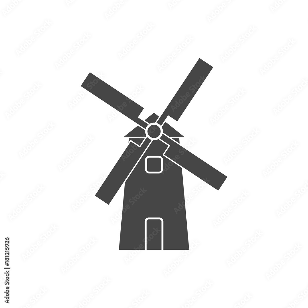 Windmill icon, Vector black silhouette Windmill icon, Vector black silhouette