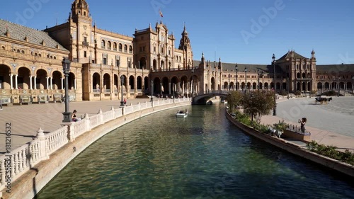 Plaza de Espana and row-boats on pond, Sevilla photo