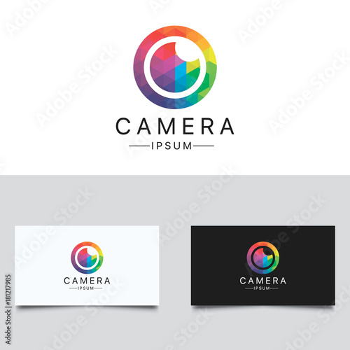 Camera Logo. Colorful Low Poly Camera Logo Design