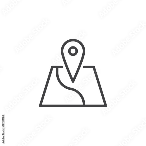 Map location line icon, outline vector sign, linear style pictogram isolated on white. Geo location pin symbol, logo illustration. Editable stroke