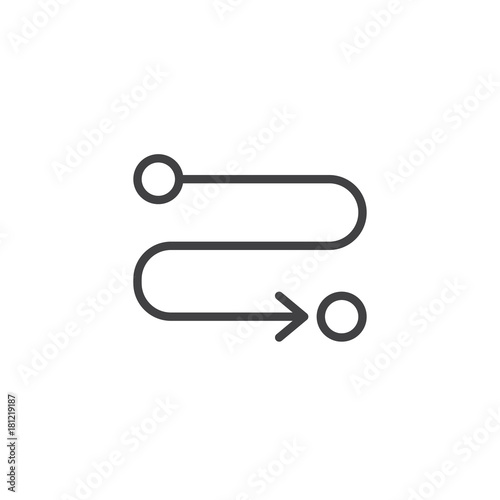 Route location line icon, outline vector sign, linear style pictogram isolated on white. Path or road symbol, logo illustration. Editable stroke