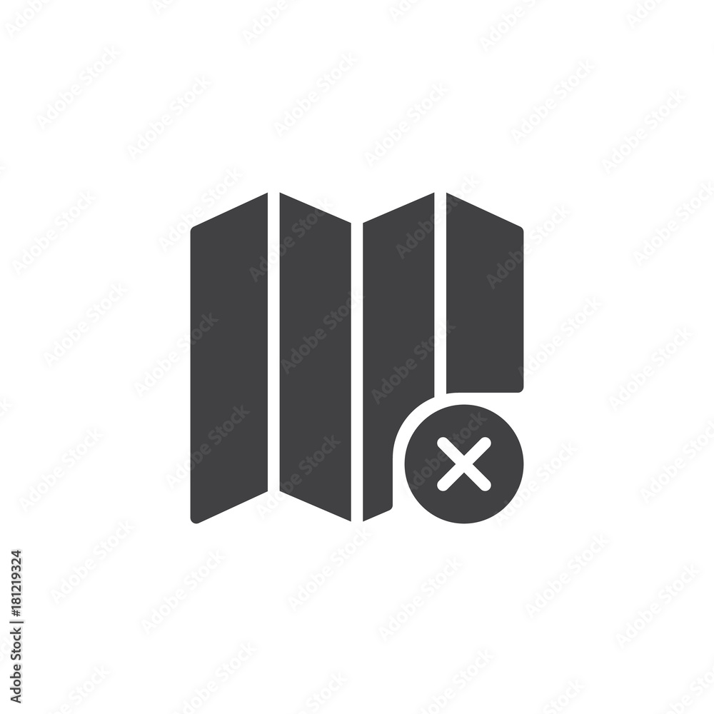 Remove from map icon vector, filled flat sign, solid pictogram isolated on white. Symbol, logo illustration. Remove from map icon vector, filled flat sign, solid pictogram isolated on white. Symbol, logo illustration.