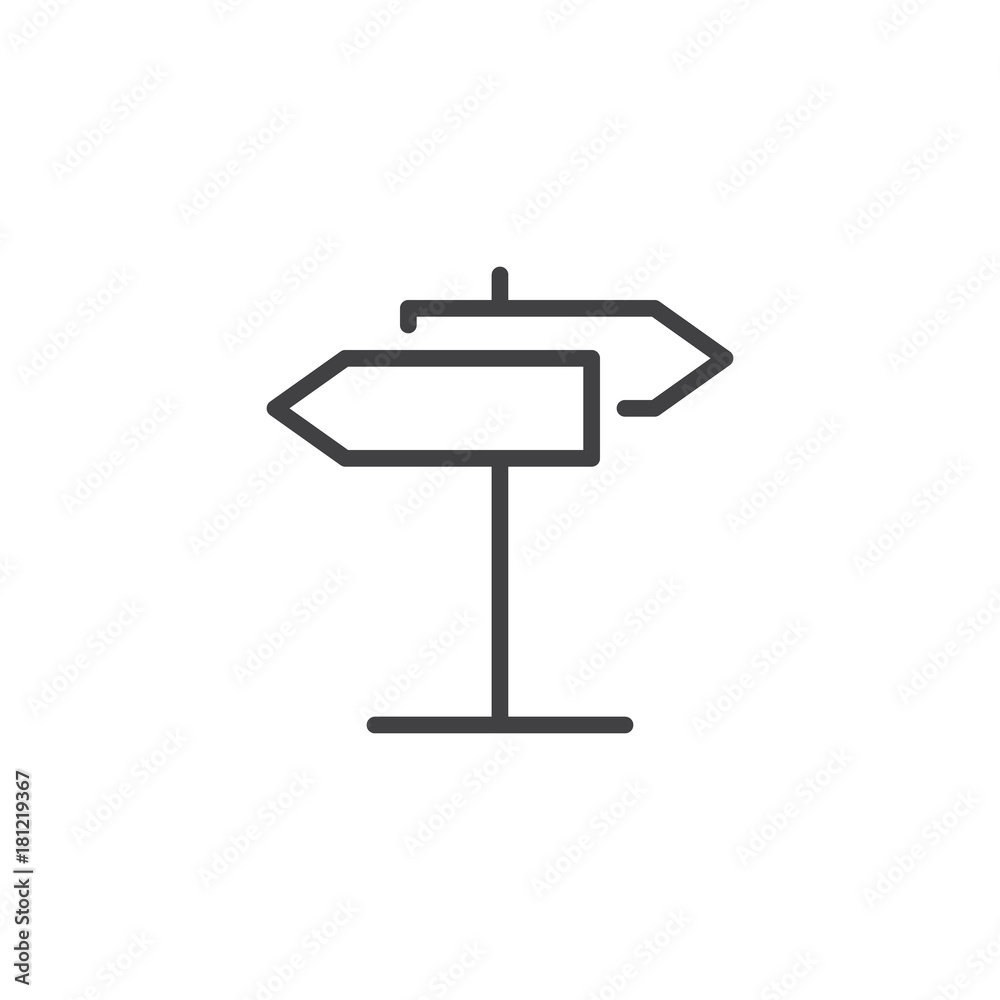 Signpost line icon, outline vector sign, linear style pictogram isolated on white. Road sign symbol, logo illustration. Editable stroke Signpost line icon, outline vector sign, linear style pictogram isolated on white. Road sign symbol, logo illustration. Editable stroke
