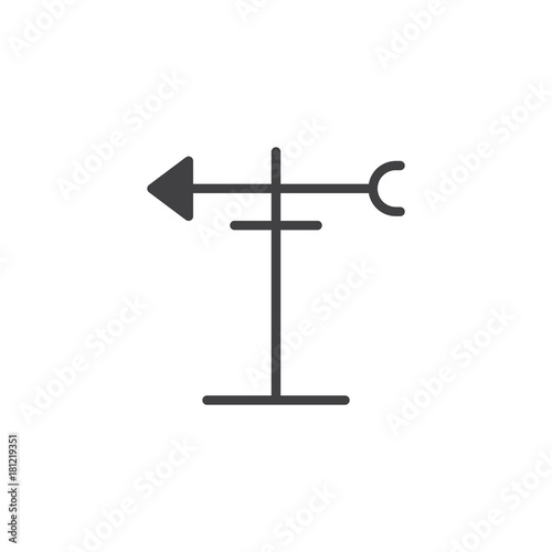 Wind vane icon vector, filled flat sign, solid pictogram isolated on white. Direction vane symbol, logo illustration.