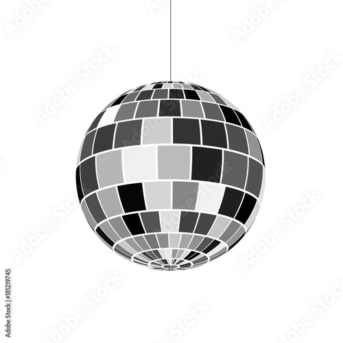 Disco ball icon. Nightlife of 70s. Retro disco party. Vector illustration