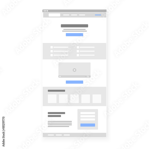 Structure template of landing page. Call To Action button selected blue. Vector illustration