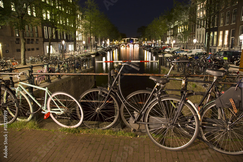 Bicycles in Amsterdam at night