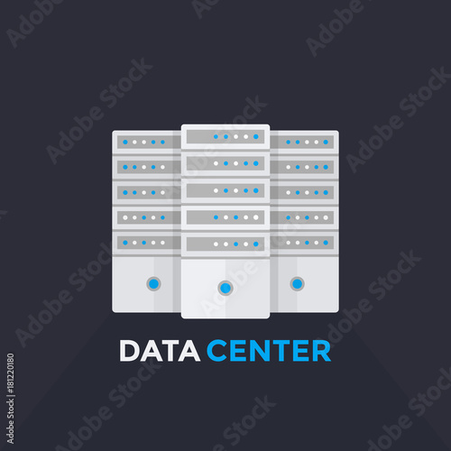 data center, server room vector illustration